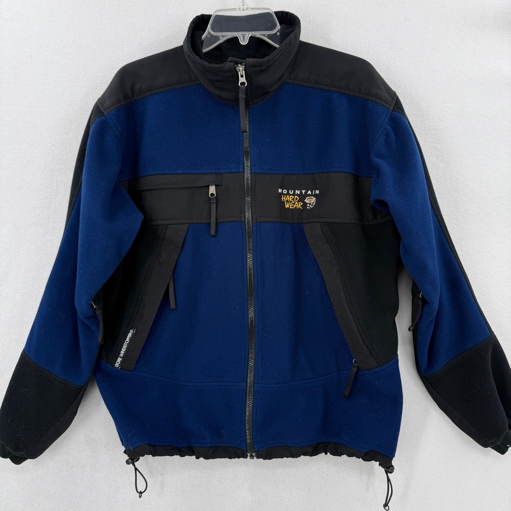 Mountain Hardwear Fleece Jacket Mens Large Blue Black Gore Windstopper Vintage